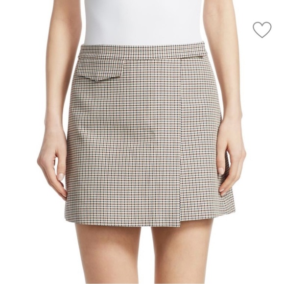 Theory Wool Blend Plaid Mini Wrap Skirt Size 10 Medium Retail $335 - Picture 1 of 9